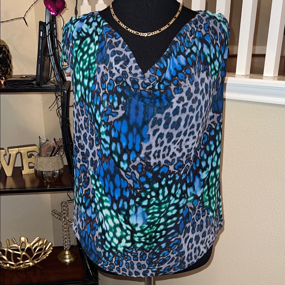 Vince Camuto Vibrant Blue and Green Blouse